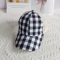 Black and white gingham trucker hat with breathable mesh back, stylish outdoor casual cap. - Adult (Adjustable Circumference 58cm) / Black White Plaid Mesh Back