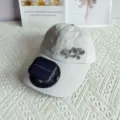 Detail view of quick-drying baseball cap with solar fan and rhinestone butterfly decor. - Adult Adjustable / Gray