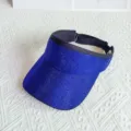 Blauer Strass leerer Top Sonnenblende Hut, glänzender Kristall Sommer Outdoor Kappe Neu. - 55-60cm Verstellbar / Schwarzer Hut mit blauen Strasssteinen