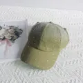 Olive green rhinestone baseball cap, stylish half-top starry sun hat for women outdoors. - Army Green