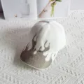 Stylish white rhinestone flame baseball cap for outdoor street sunshade and casual wear. - 55-59cm Adjustable / White / Gold Rhinestone