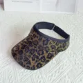 Visera vacía estampado leopardo pedrería mujer verano aire libre ocio protección sol - Adulto, 55-60CM Ajustable / Estampado de leopardo