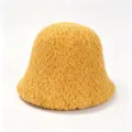 Yellow fuzzy bucket hat for women, soft plush winter warm fisherman cap for casual daily wear. - M (56-58cm) / Yellow