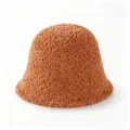 Close-up detail of the cozy brown teddy fleece bucket hat, soft texture, warm winter headwear. - M (56-58cm) / Caramel color