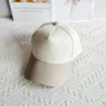 Two-tone five-panel cotton baseball cap, casual plain sun hat with curved brim for daily wear. - Beige + Khaki / 54-59cm Adjustable