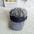 Rhinestone wig sun visor hat street hip hop fashion creative hair baseball cap for party - Adjustable Type / AB White Rhinestone Gray Wig