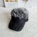 Discover this trendy rhinestone wig sun visor hat for hip-hop street style and parties. - Adjustable Type / Black Rhinestone Gray Wig