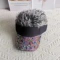 Creative rhinestone sun visor hat with grey wig curly hair unique street hip hop style cap - Adjustable Type / Colorful Rhinestone Gray Wig