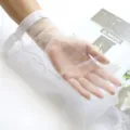 White sheer mesh arm sleeves for women, elegant sun protection long summer gloves. - Bottoms / Single Line Crotch / White