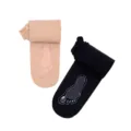 Detailed view of women's anti-slip foot sole nude pantyhose in skin and black colors. - One Size / With Anti-slip Silicone / Nude