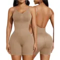 Backless U-Back Bodysuit Nude Body Shaper Seamless One-Piece Tummy Control Shapewear for Women - S / Tops / Nude