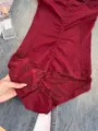 Burgundy Lace Shapewear Bodysuit Postpartum Tummy Control Body Shaper Underwear - S 32C/D / Set / Burgundy