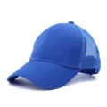 Solid blue trucker hat with mesh back, breathable summer baseball cap for outdoor sun protection. - Adult Size (58cm Adjustable) / Sapphire Blue