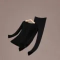 Conjunto de ropa interior térmica negra para mujer, top de manga larga y pantalones sin costuras. - L / Parte Superior e Inferior / Negro