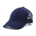 Navy blue mesh baseball cap for women, solid color casual trucker hat for outdoor sun protection. - Adult Size (58cm Adjustable) / Navy Blue