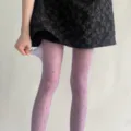 Collants à pois ultra-fins pour femmes, collants violets élégants pour le printemps et l'été. - Taille unique / Bas / Violet Clair à Pois Noirs