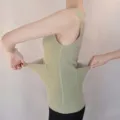 Green seamless German velvet thermal vest for women featuring practical dual pockets style. - M / Tops / Green