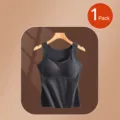 Thermal camisole for women with built-in bra, seamless fleece lined slim fit winter warm tank top. - M / Tops / Gray