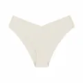 Women seamless ice silk low waist V-cut briefs breathable comfortable everyday panties - White Apricot