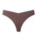 Women seamless V-cut thong underwear solid color comfortable breathable daily wear thong - S / Bottoms / Dark Brown