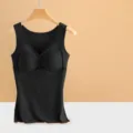 Camiseta termica mujer negra sin costuras sujetador integrado forro de terciopelo - XL / Tops / Negro