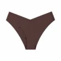 Women seamless V-cut low-waist ice silk panties dark brown breathable comfortable underwear - Dark Brown
