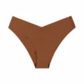 Seamless women briefs solid brown low rise V cut breathable ice silk underwear sku variant. - Skin Brown