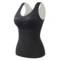 Women thermal camisole lace velvet thick sleeveless winter warm inner wear vest top - M / Tops / Black