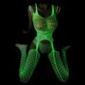 Body de red luminoso lencería sexy para mujer traje de fiesta de discoteca club - Talla única / Conjuntos / Estilo 002