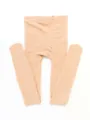 Detail view of skin-colored velvet tights pantyhose showing smooth texture and stretchy fabric. - One Size (Up to 100kg) / Nude