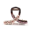 Morsetto per capelli floreale dolce da donna, elegante fermaglio in strass resina. - 11cm / Rosa