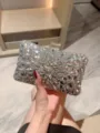 Λαμπερή τσάντα βραδινή με στρας τσαντάκι clutch διαμαντένιο σκληρή θήκη γάμου γυναίκα. - 198 Ασημί