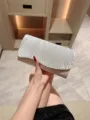 Elegant silver pleated satin evening clutch bag for women wedding party dress handbag. - Silver