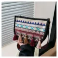 Boho εθνοτική κεντημένη τσάντα χιαστί για γυναίκες κομψή τσάντα καμβά με φούντες. - Στυλ 2 (ZT 0014)