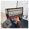 Ethnic style embroidered crossbody bag with tassels and colorful strap for women. - Style 5 (ZT 0014)