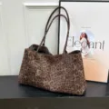 Chic leopard print tote bag for women, large capacity casual shoulder bag daily commute. - Leopard Dark Brown