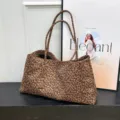 Women Leopard Print Tote Bag Large Capacity Casual Shoulder Handbag Commuter Chic Style - Leopard Brown