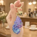 Colorful acrylic starfish keychain, shiny iridescent blue bag charm for daily styles. - Iridescent Conch Keychain (Purple)