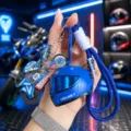 Cool motorcycle helmet keychain pendant set, stylish bag charm and portable trendy gift. - Helmet Motorcycle Set (Blue)