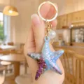 Creative Ocean Iridescent Star Keychain Acrylic Summer Cute Bag Pendant Student Gift - Iridescent Starfish Keychain (Gray)