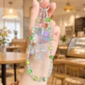 Transparent Crystal Bear Keychain Acrylic Cute Green Beaded Bag Pendant Variant - Glitter Bear Crystal String (Green)