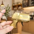 Mini metal gun keychain with gear design, creative decompression flint spark toy pendant. - Flint Pistol (Gold)