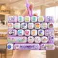 Cute decompression keyboard keychain, purple toy grid key bag pendant for students and kids. - Cute Pet Stress Relief Keyboard (Purple Cat Diary)