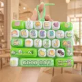 Cute decompression keyboard keychain, green cute animal toy bag pendant for students. - Cute Pet Stress Relief Keyboard (Green Bear Diary)