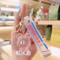 Ins style resin jelly cute bear keychain transparent cartoon fashion bag pendant phone charm - Purple