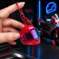 Creative motorcycle helmet keychain with colorful visor, trendy bag pendant and cool gift. - Glowing Rose Red Gradient Helmet