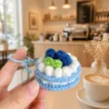 Portachiavi torta all'uncinetto fatto a mano ciondolo borsa carino in lana per zaino - Torta all Uncinetto (Blu)