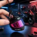 Cool motorcycle helmet keychain variant, black mini helmet with vibrant visor, stylish bag charm. - Glowing Black Gradient Helmet