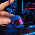 Creative motorcycle helmet keychain with colorful visor, portable stylish bag charm pendant. - Glowing Blue Gradient Helmet