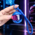 Creative miniature motorcycle helmet keychain, cool bag pendant, trendy toy gift, blue - Braided Lanyard Glowing Gradient Helmet / Blue